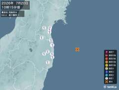 11時25分ごろ、Ｍ３．０　福島県中通り 北緯37.2度　東経1