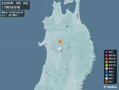 17時38分ごろ、Ｍ２．７　秋田県内陸北部 北緯40.0度　東経