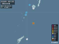 5時33分ごろ、Ｍ５．１　奄美大島北東沖 北緯29.3度　東経1