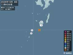 11時43分ごろ、Ｍ３．７　トカラ列島近海 北緯30.0度　東経