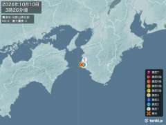 3時26分ごろ、Ｍ３．０　和歌山県北部 北緯33.9度　東経13