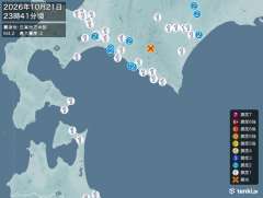 23時41分ごろ、Ｍ４．２　日高地方中部 北緯42.6度　東経1