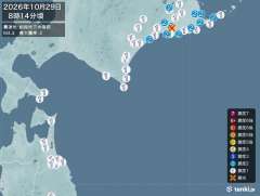 8時14分ごろ、Ｍ４．４　釧路地方中南部 北緯43.1度　東経1