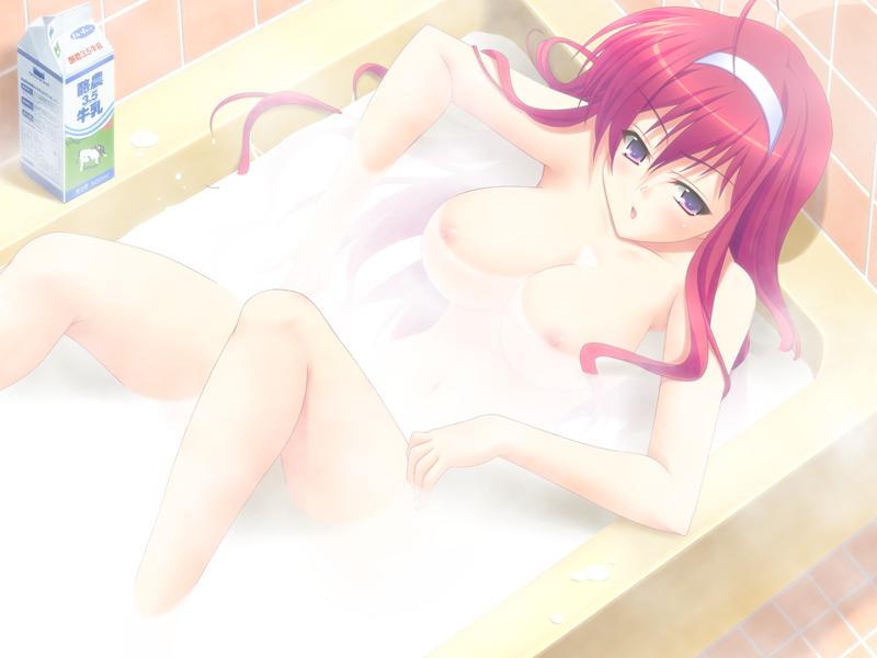 次は横に牛乳を置くだけでなく、並々の牛乳風呂で、浮き島（？）を二