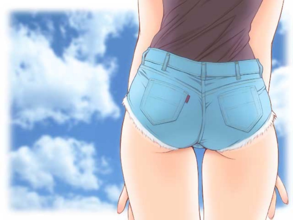 Jean shorts striptease